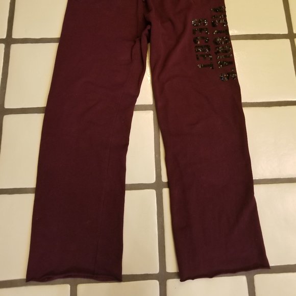 Victoria's Secret Two Piece Sequin Maroon Sweatshirt and Bootcut Sweatpant - Picture 13 of 14
